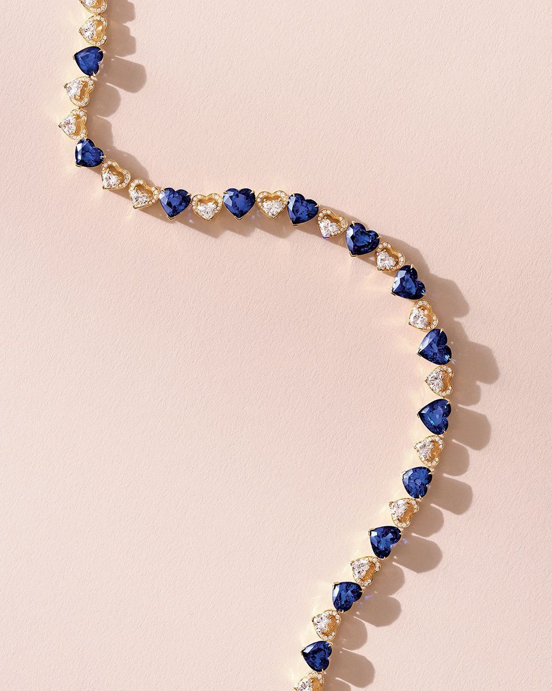 Classic Heart Sapphire Yellow Gold Collar Necklace